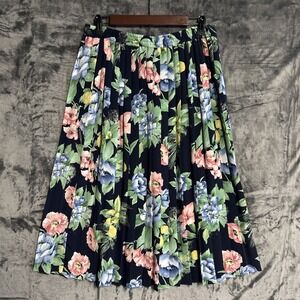 Vintage Alfred Dunner Skirt Womens 18 Multicolor Floral Pleated Pull On Preppy